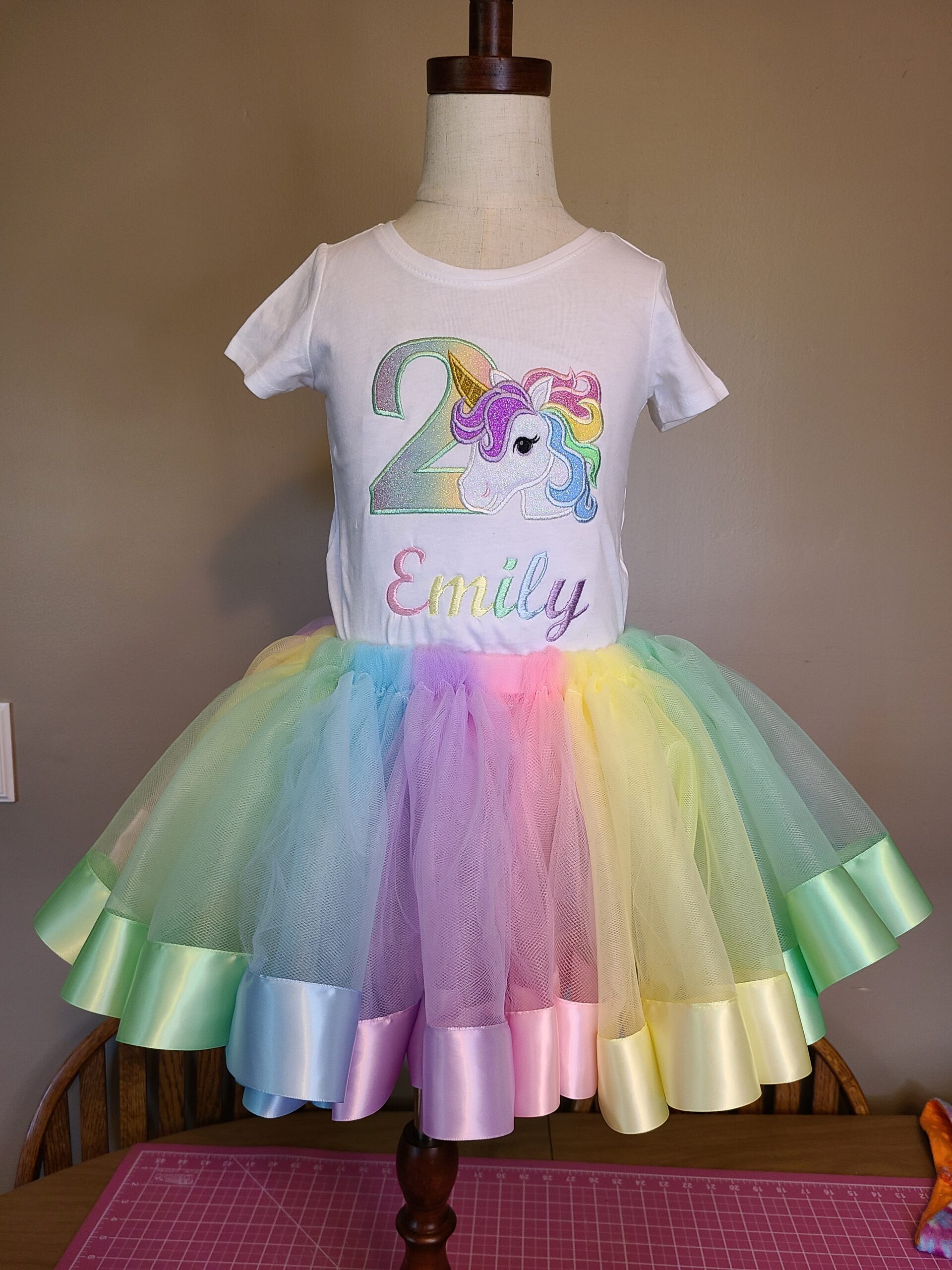Pastel Rainbow Unicorn Tutu Set
